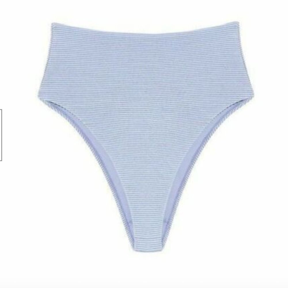 Fred Segal x Vitamin A powder blue bikini bottoms EUC high waist rib large 10